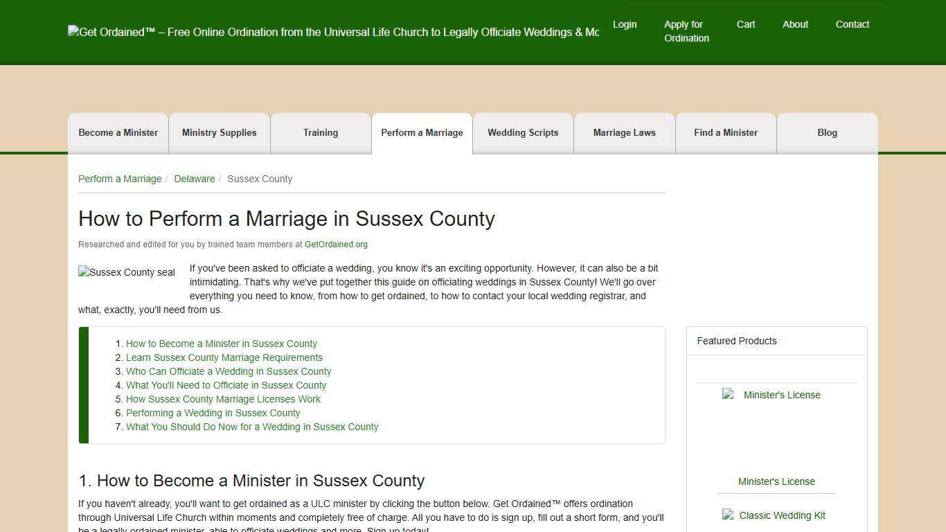 How to Perform a Marriage in Sussex County - Get Ordained